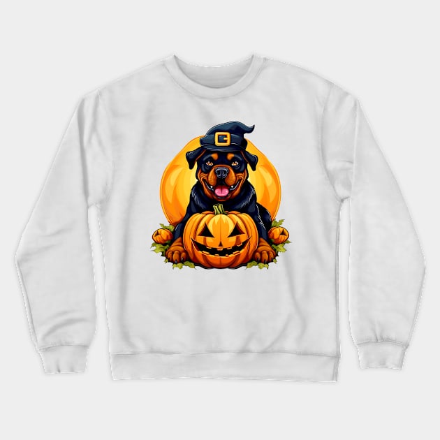 Rottweiler Dog inside Pumpkin #1 Crewneck Sweatshirt by Chromatic Fusion Studio